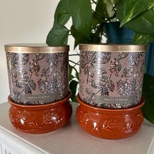 FALL (w/ leaves) Ceramic Candle Holder SET (2)-Sonoma/Kohl's